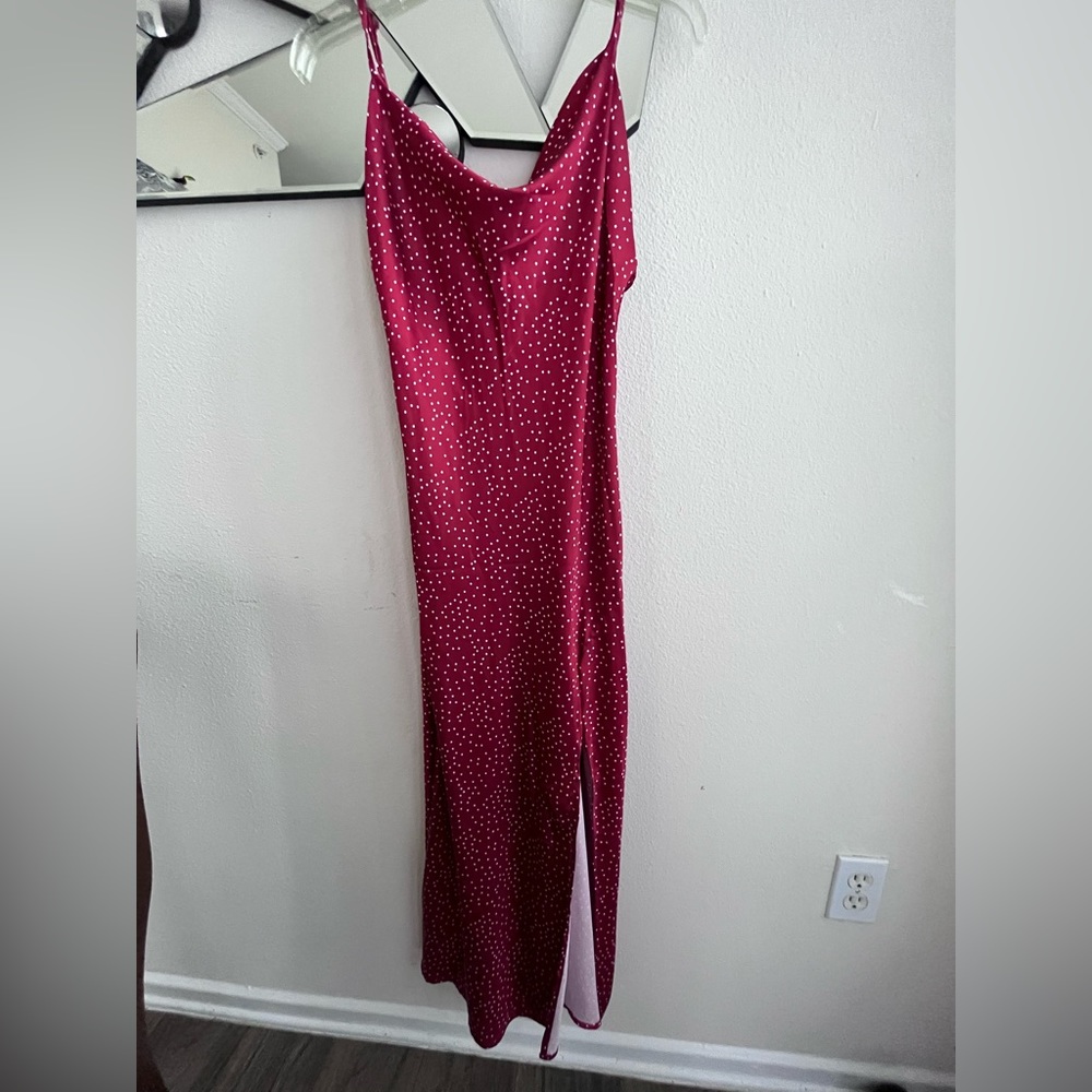 Red polka satin dress